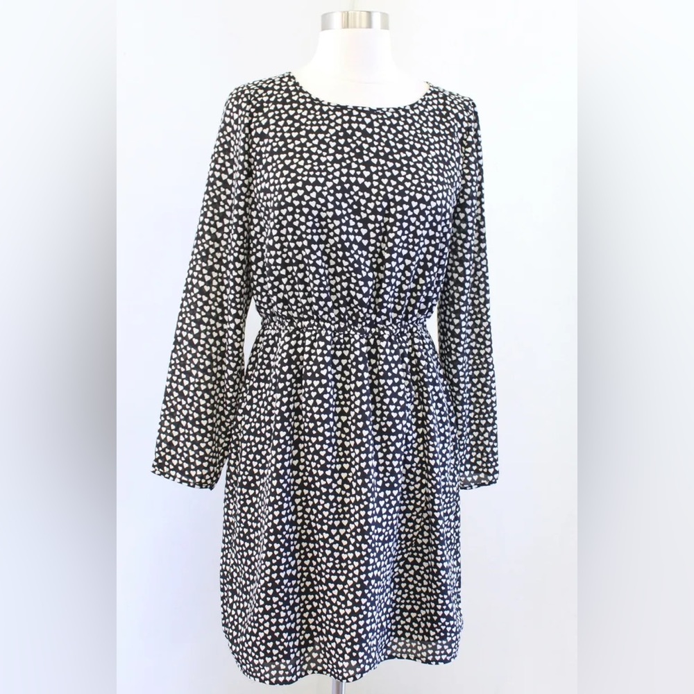 J. Crew Mercantile Long Sleeve Mini Dress Heart Pattern